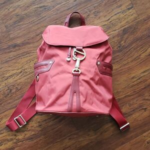 TUMI Womens Red Chic Old Money Professional Nylon Leather Trim Travel Backpack